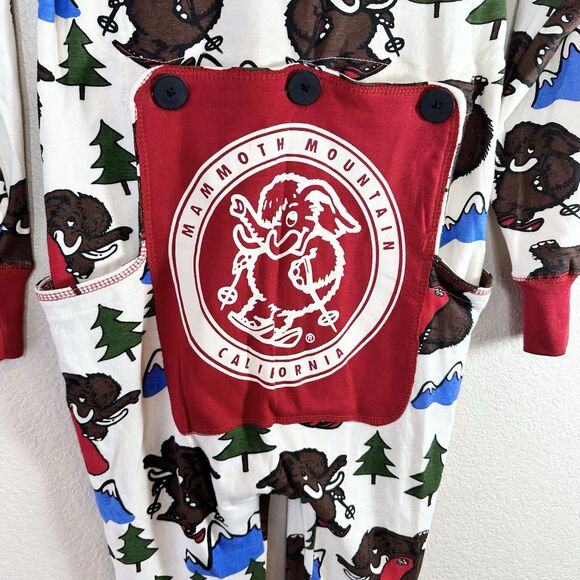 Lazy One Pajamas Size XS Red White Mammoth Flapjack Tailgate Long John - Picture 5 of 7